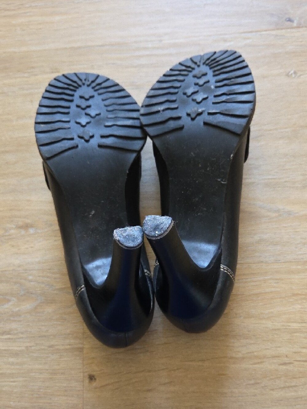 Mix It Black Loafer Heels with Button Strap - Picture 5 of 9
